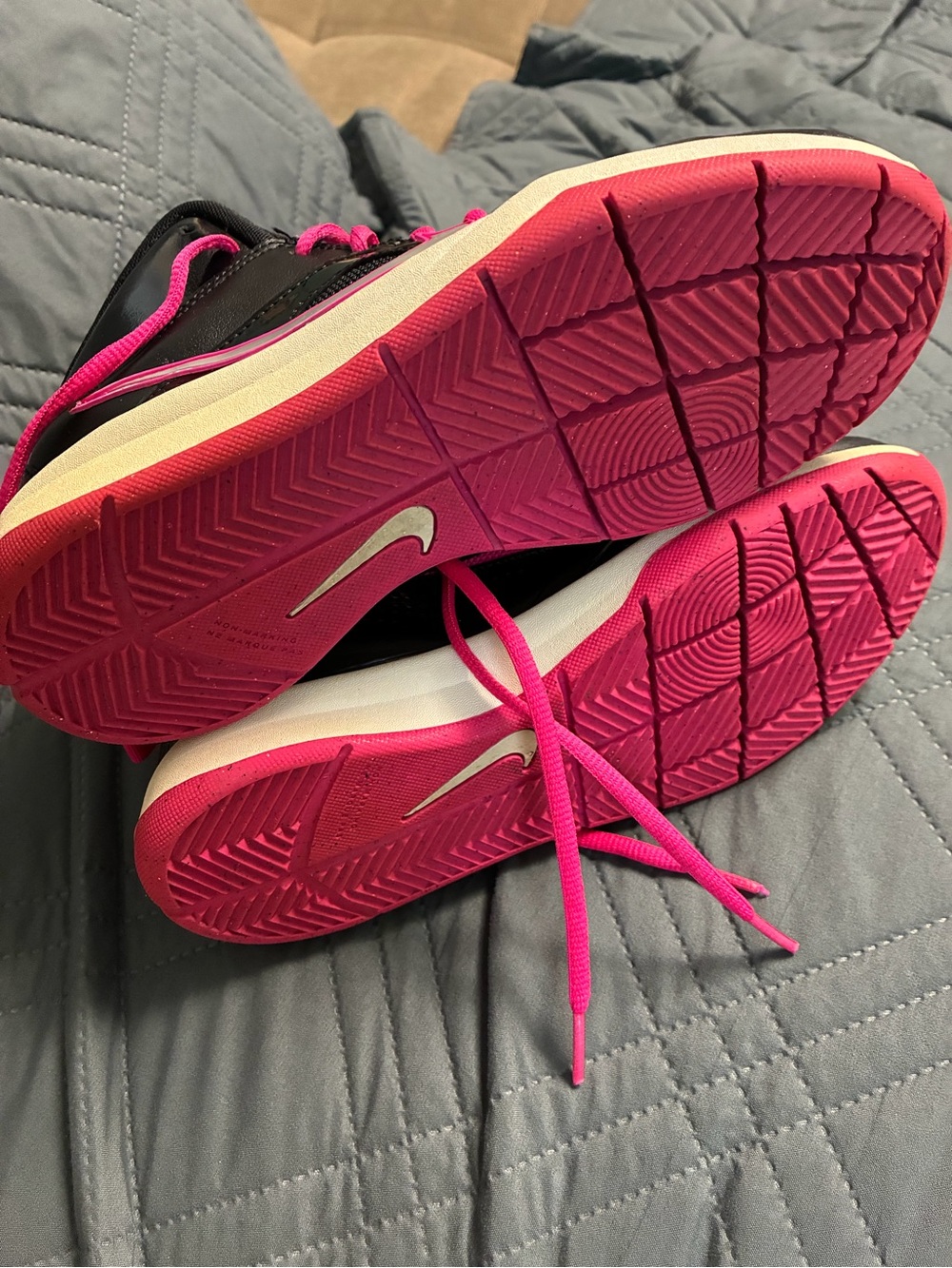 Nike Women’s Black and Hot Pink High-Top Sneakers - Picture 6 of 7